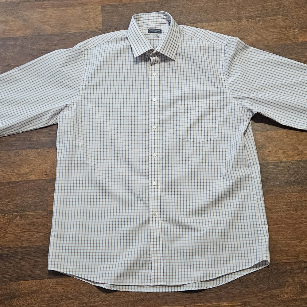 VANHEUSEN mens wrinkle-free Oeko-tek dress shirt  SIZE 16.5x35 MULTICOLOR  LL35